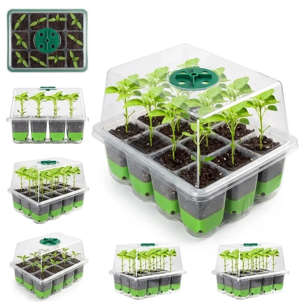 Seed Starter Tray - Bandeja para semilleros con 12 celdas,